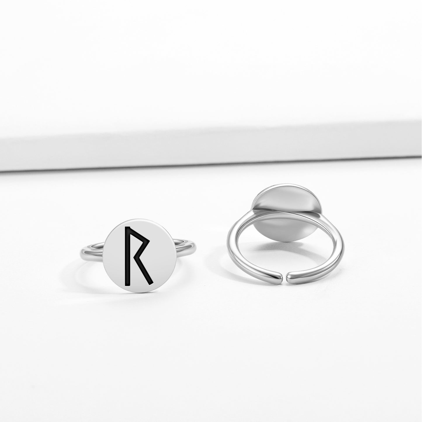 Raidho Norse Runes Symbols Adjustable Open Ring