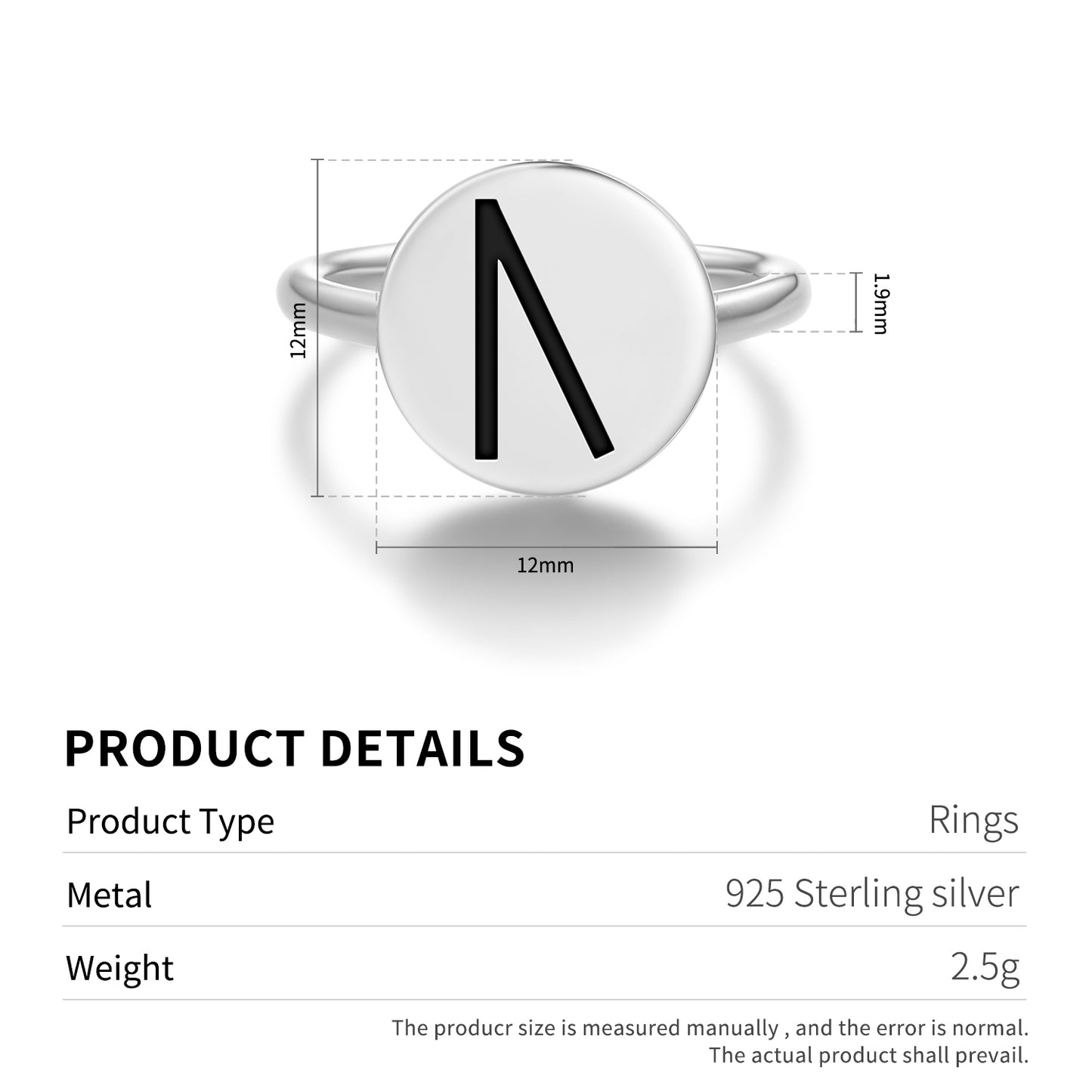 Uruz Norse Runes Symbols Adjustable Open Ring