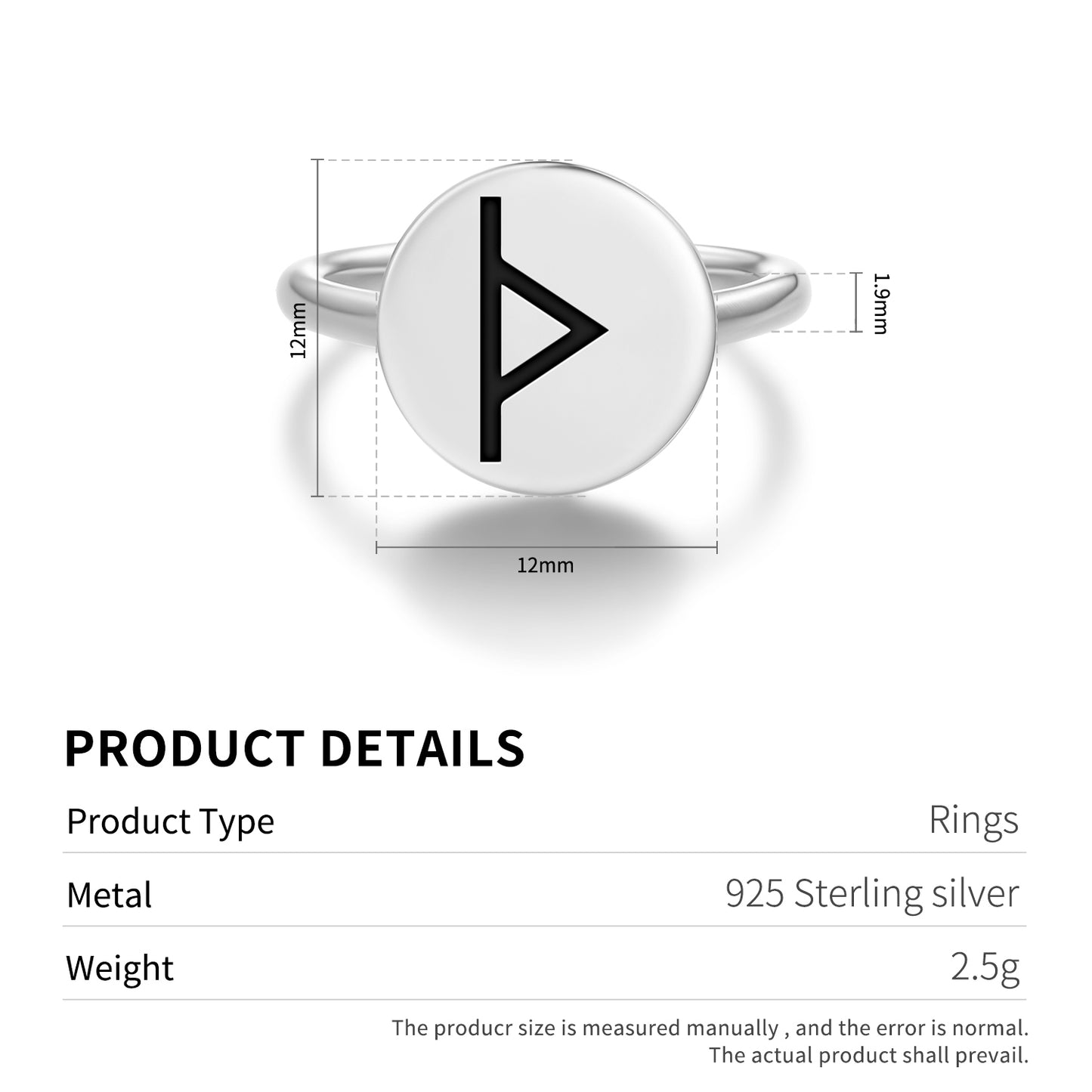 Thurisaz Norse Runes Symbols Adjustable Open Ring