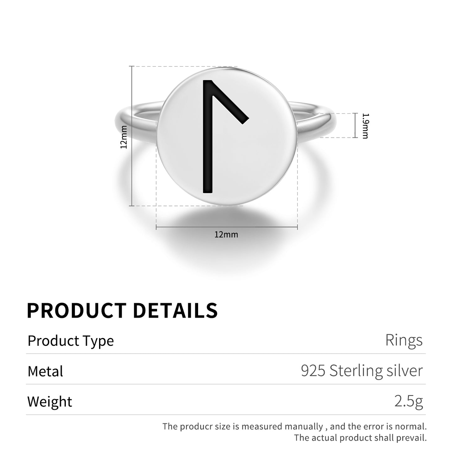 Laguz Norse Runes Symbols Adjustable Open Ring