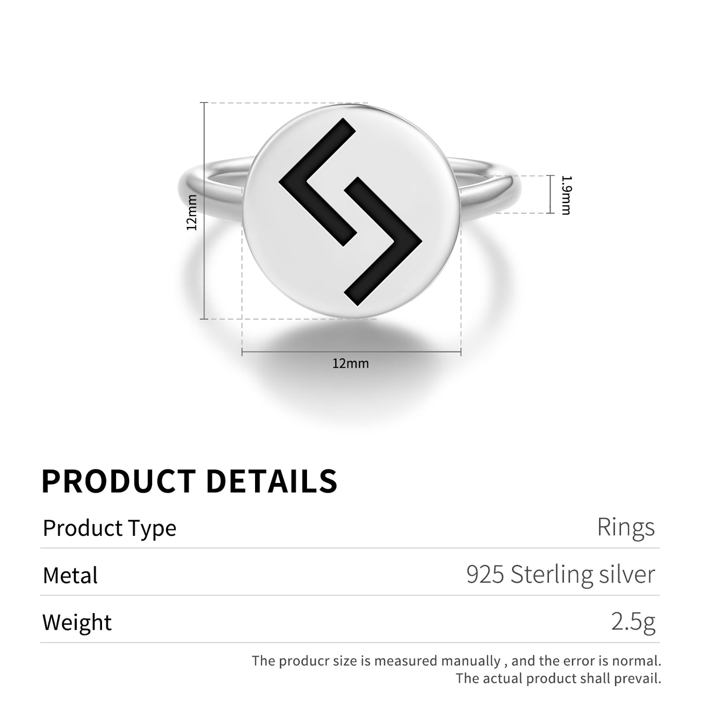 Jera Norse Runes Symbols Adjustable Open Ring