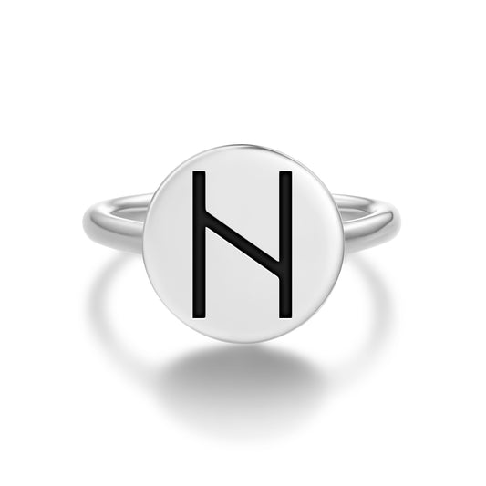 Hagalaz Norse Runes Symbols Adjustable Open Ring