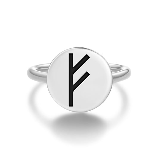 Fehu Norse Runes Symbols Adjustable Open Ring