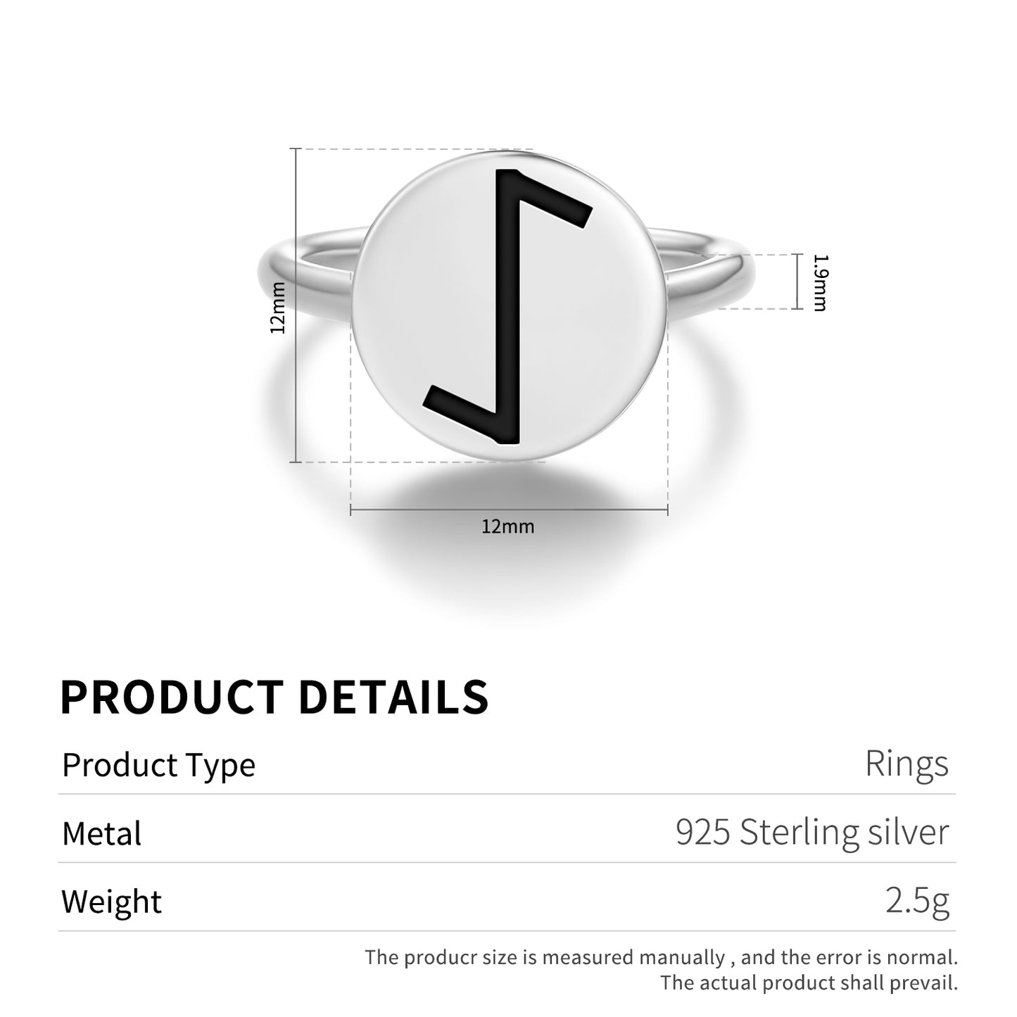 Eiwaz Norse Runes Symbols Adjustable Open Ring