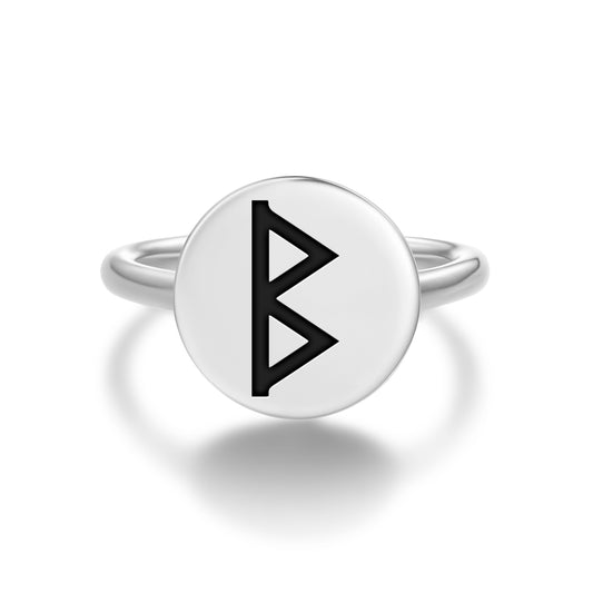 Berkanan Norse Runes Symbols Adjustable Open Ring