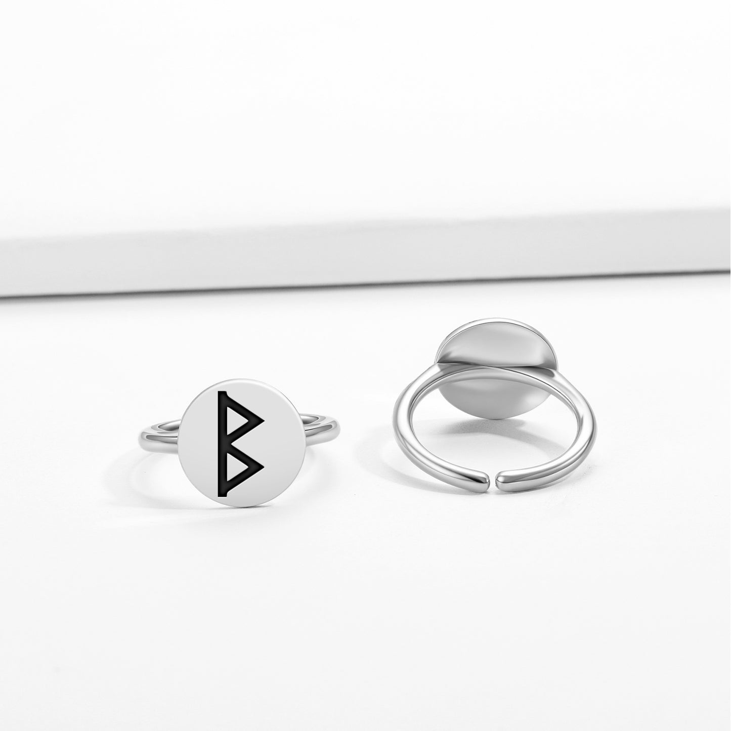 Berkanan Norse Runes Symbols Adjustable Open Ring