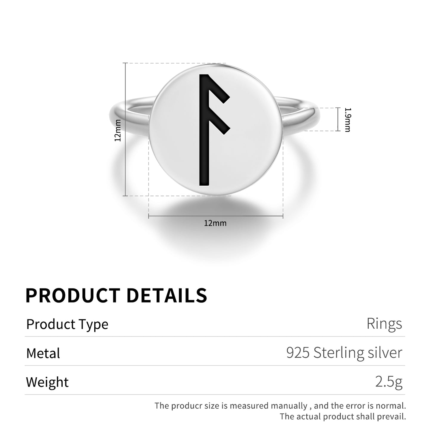 Ansuz Norse Runes Symbols Adjustable Open Ring