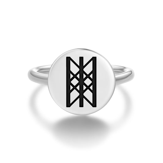 Web of wyrd Norse Symbols Adjustable Open Ring
