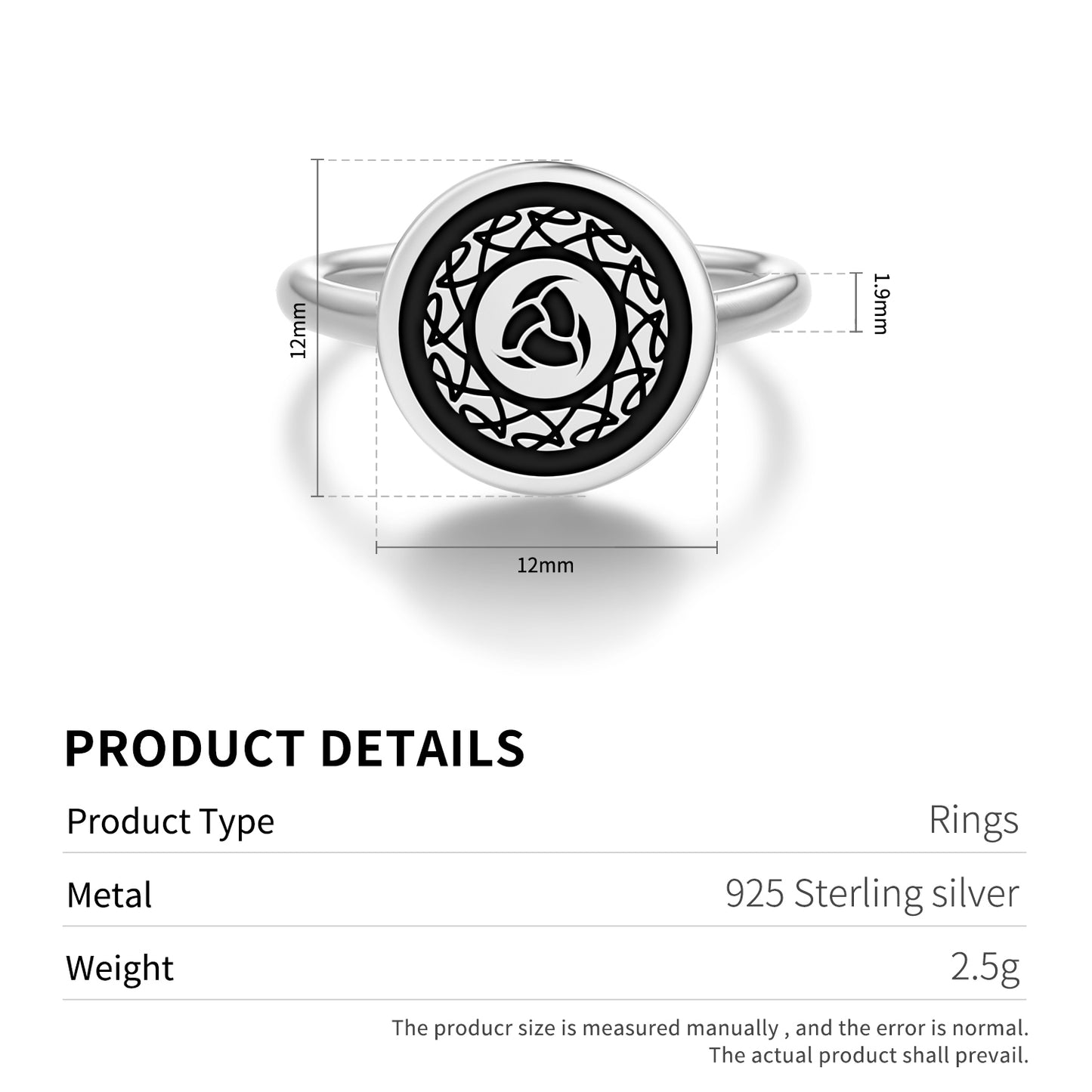 Triple horn of Odin Norse Symbols Adjustable Open Ring