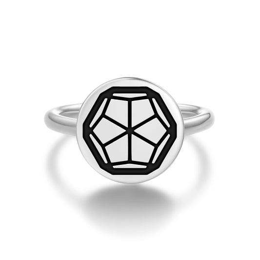 Dodecahedron Sacred Geometry Symbols Adjustable Open Ring