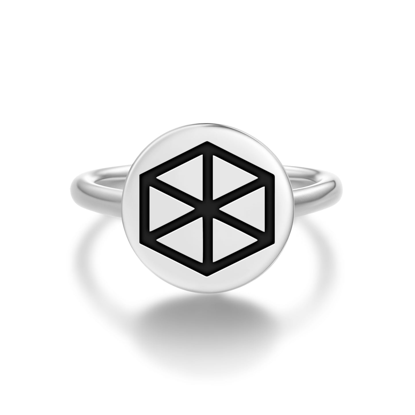 Cube Sacred Geometry Symbols Adjustable Open Ring
