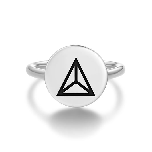 Tetrahedron Sacred Geometry Symbols Adjustable Open Ring