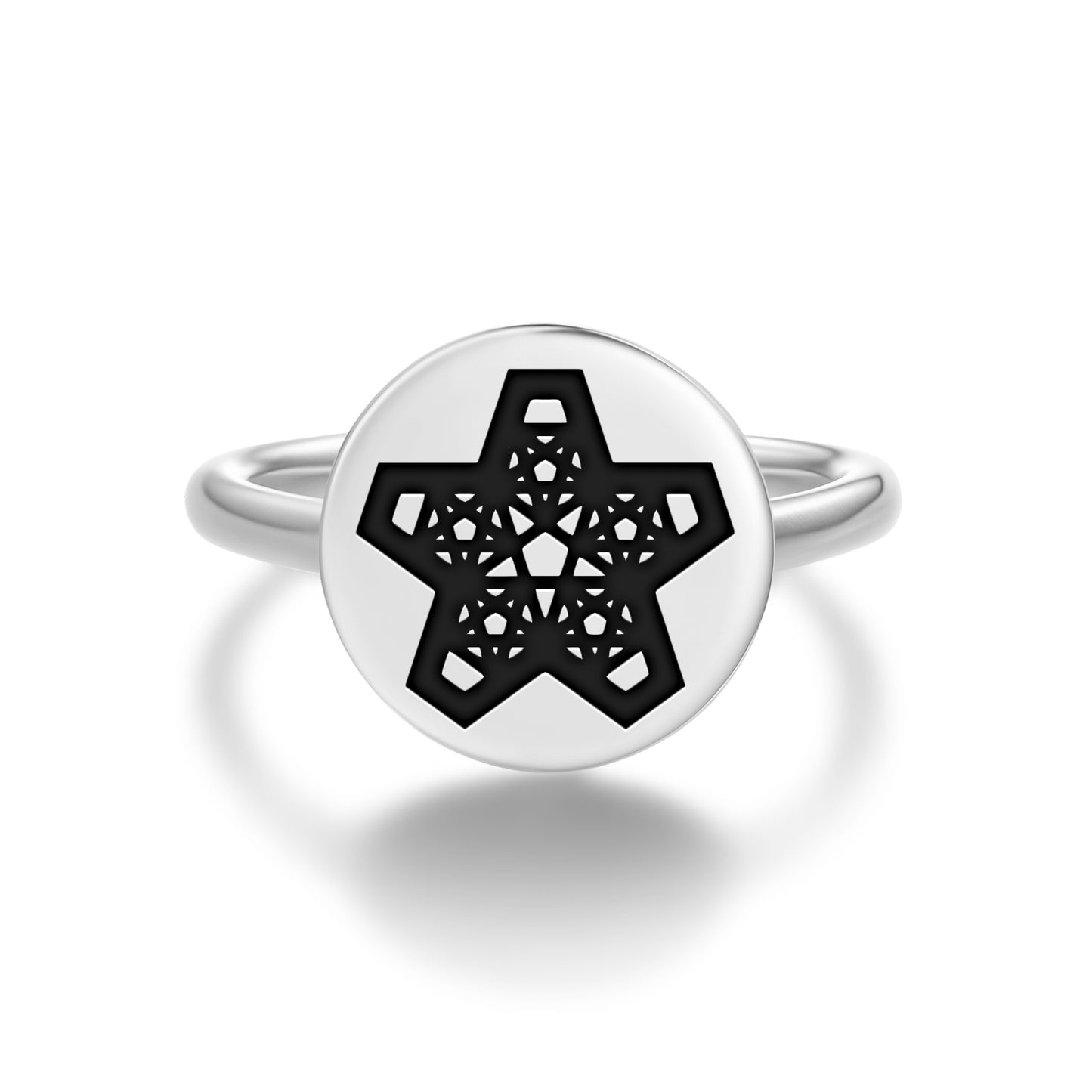 5 Pointed Star-Golden Ratio Sacred Geometry Symbols Adjustable Open Ring