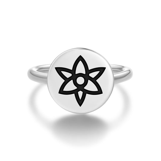 The Lily Sacred Geometry Symbols Adjustable Open Ring