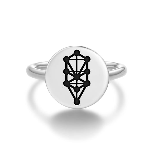 Tree of Life – Sephiroth Sacred Geometry Symbols Adjustable Open Ring
