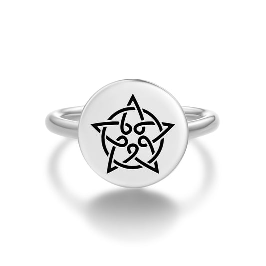 Celtic Five Star Knot  Adjustable Open Ring