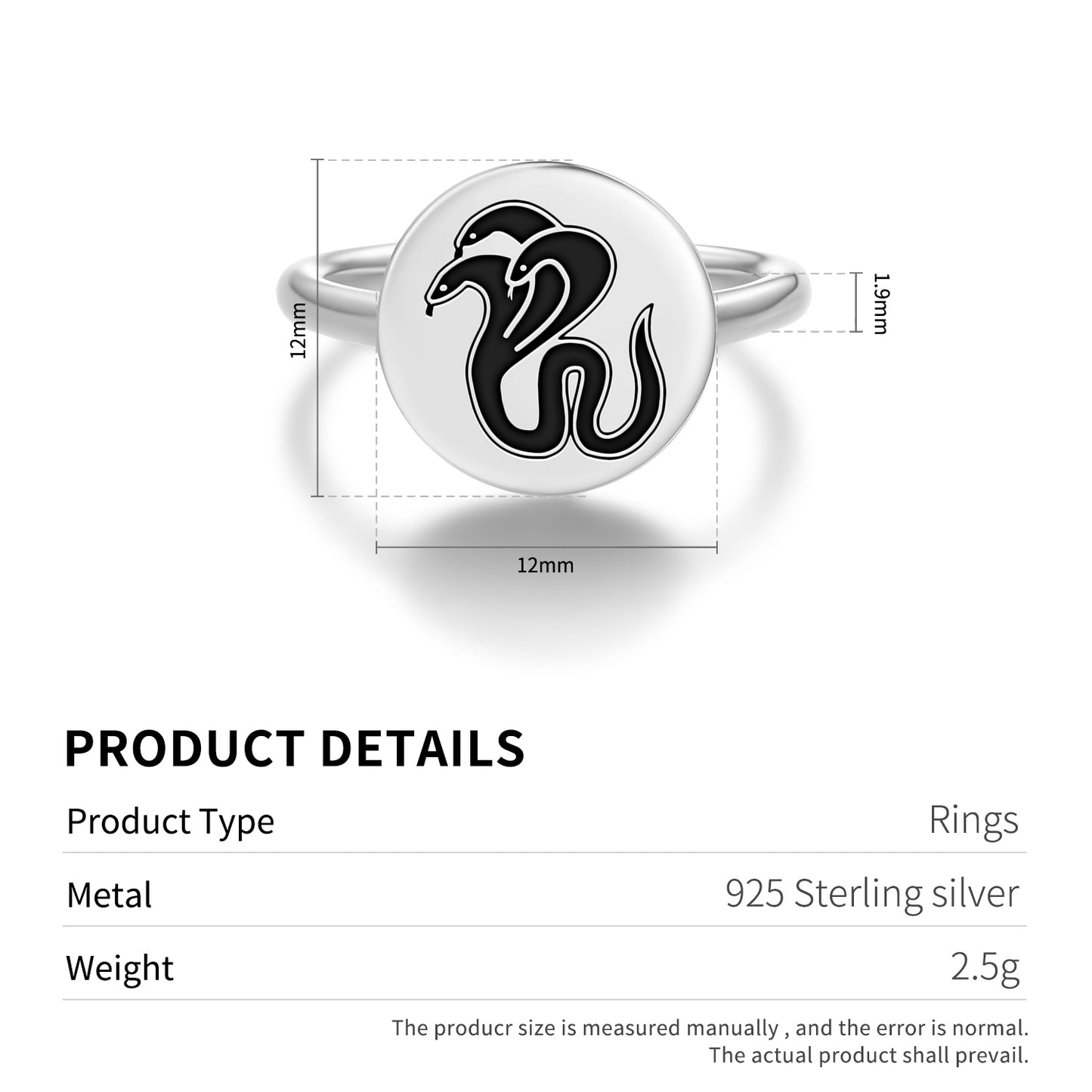 Three headed snake  Adjustable Open Ring
