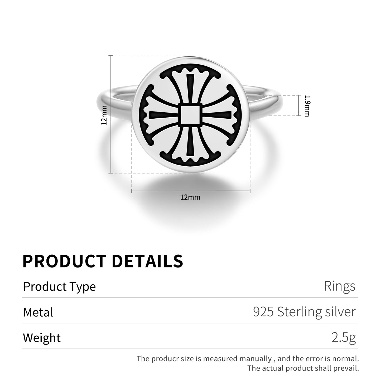 Canterbury Cross  Adjustable Open Ring
