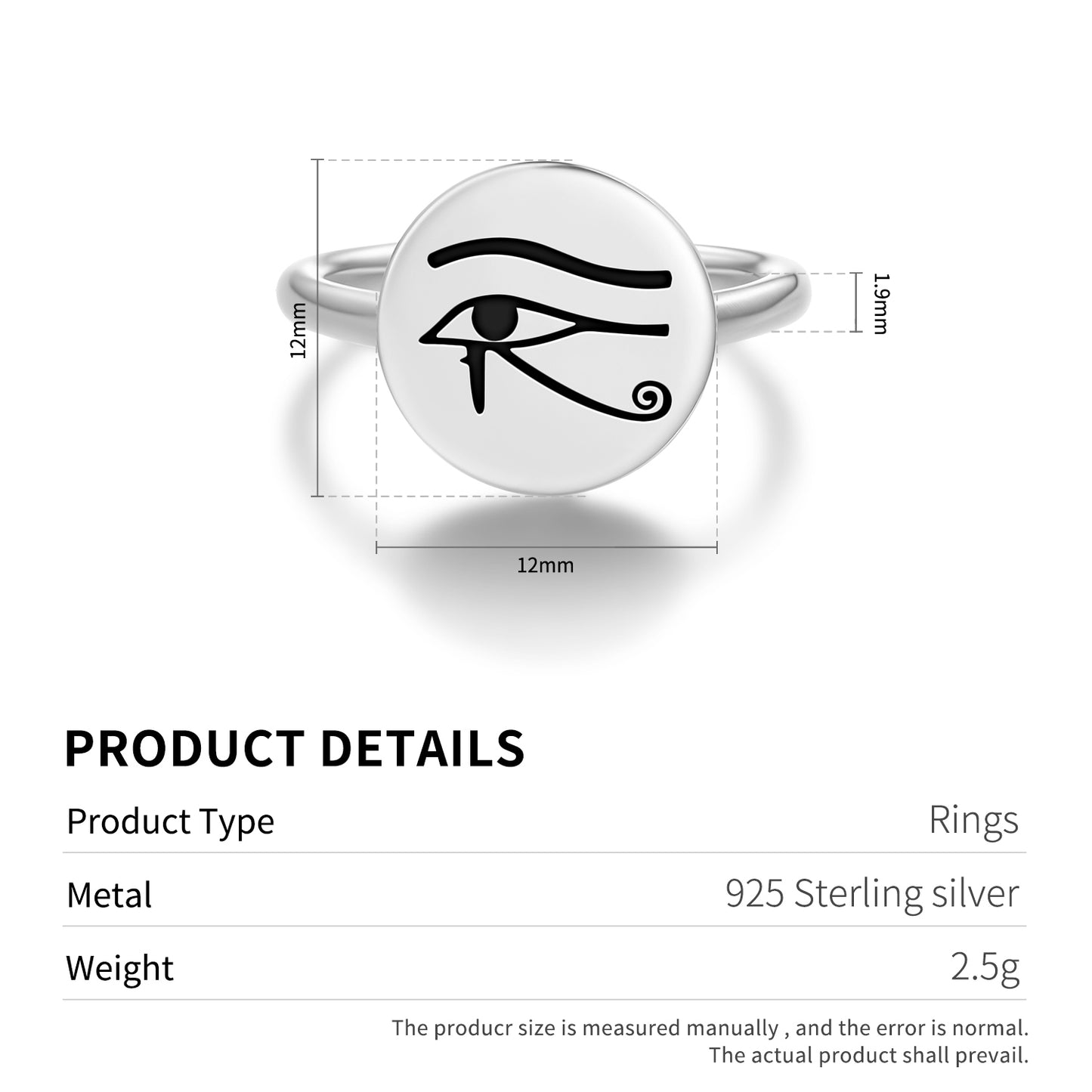 The Eye of Horus  Adjustable Open Ring