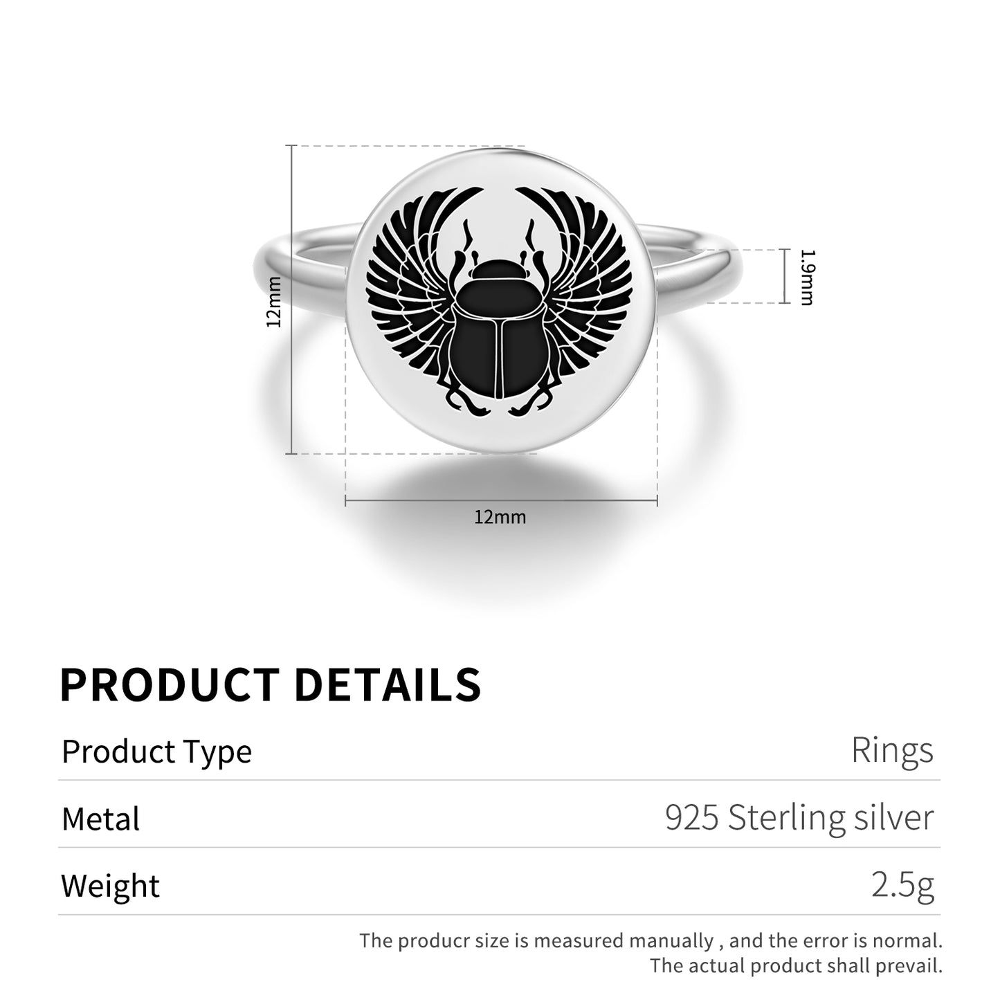 Scarab  Adjustable Open Ring