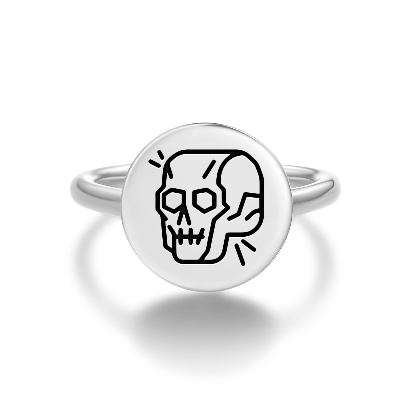 Crystal skull Mayan Symbols Adjustable Open Ring