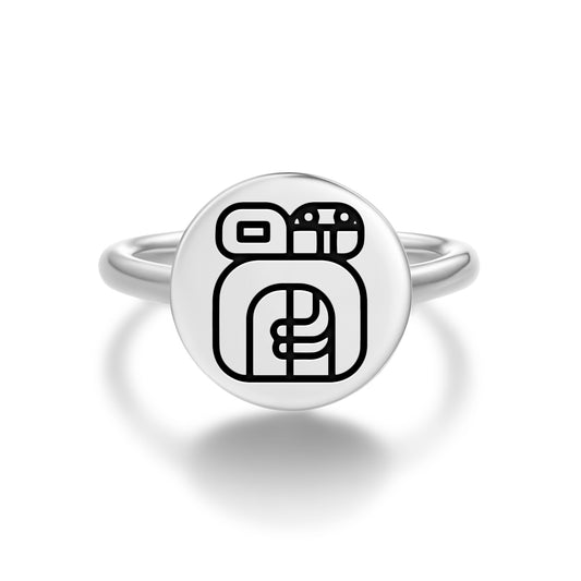 Mayan King Mayan Symbols Adjustable Open Ring