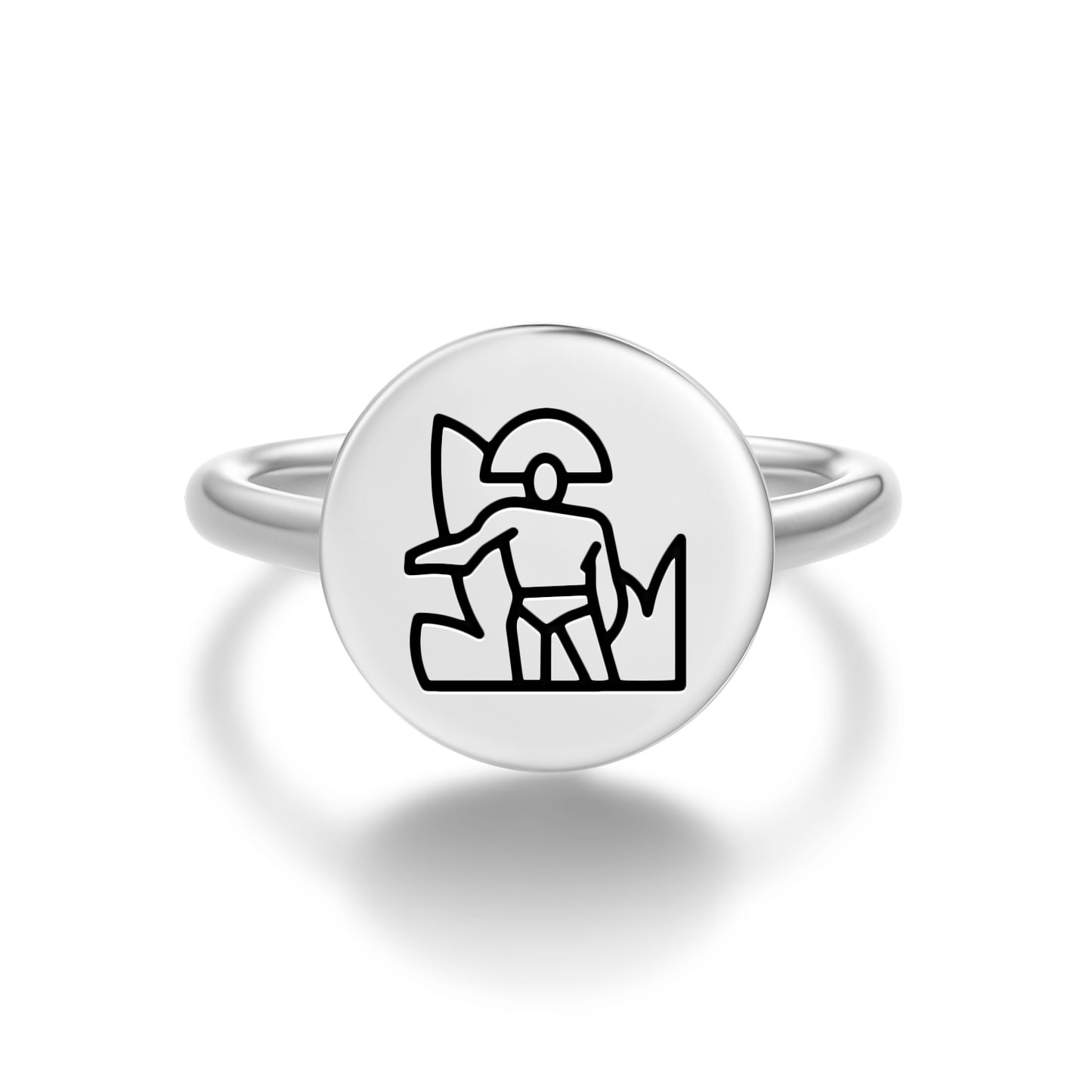 Fire dance Mayan Symbols Adjustable Open Ring
