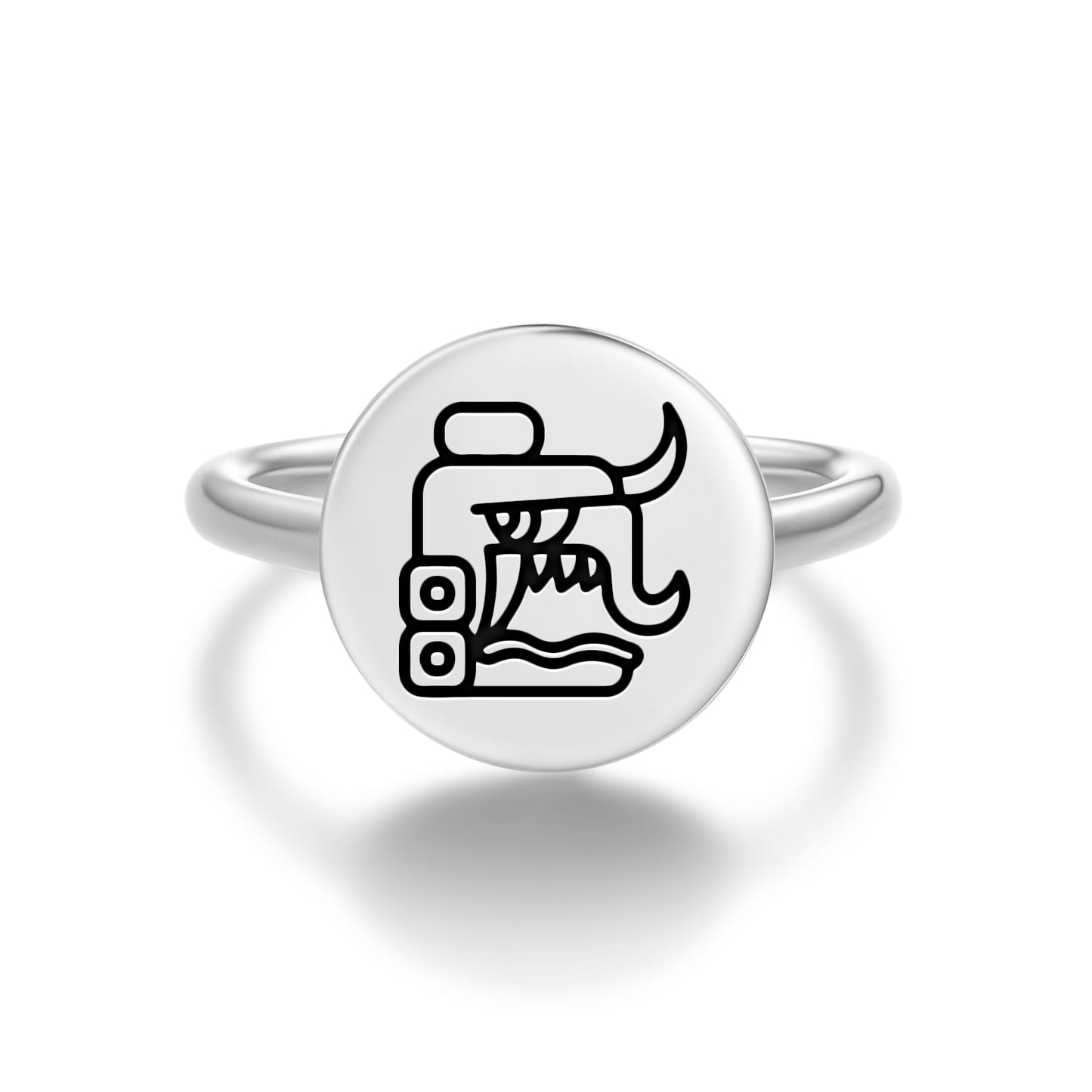 Tohil Mayan Symbols Adjustable Open Ring