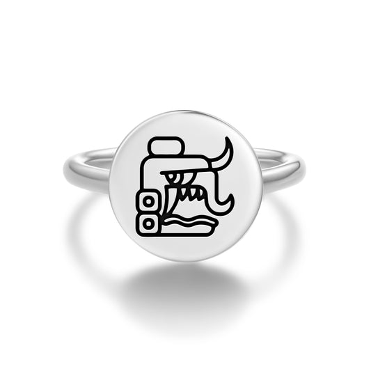 Tohil Mayan Symbols Adjustable Open Ring
