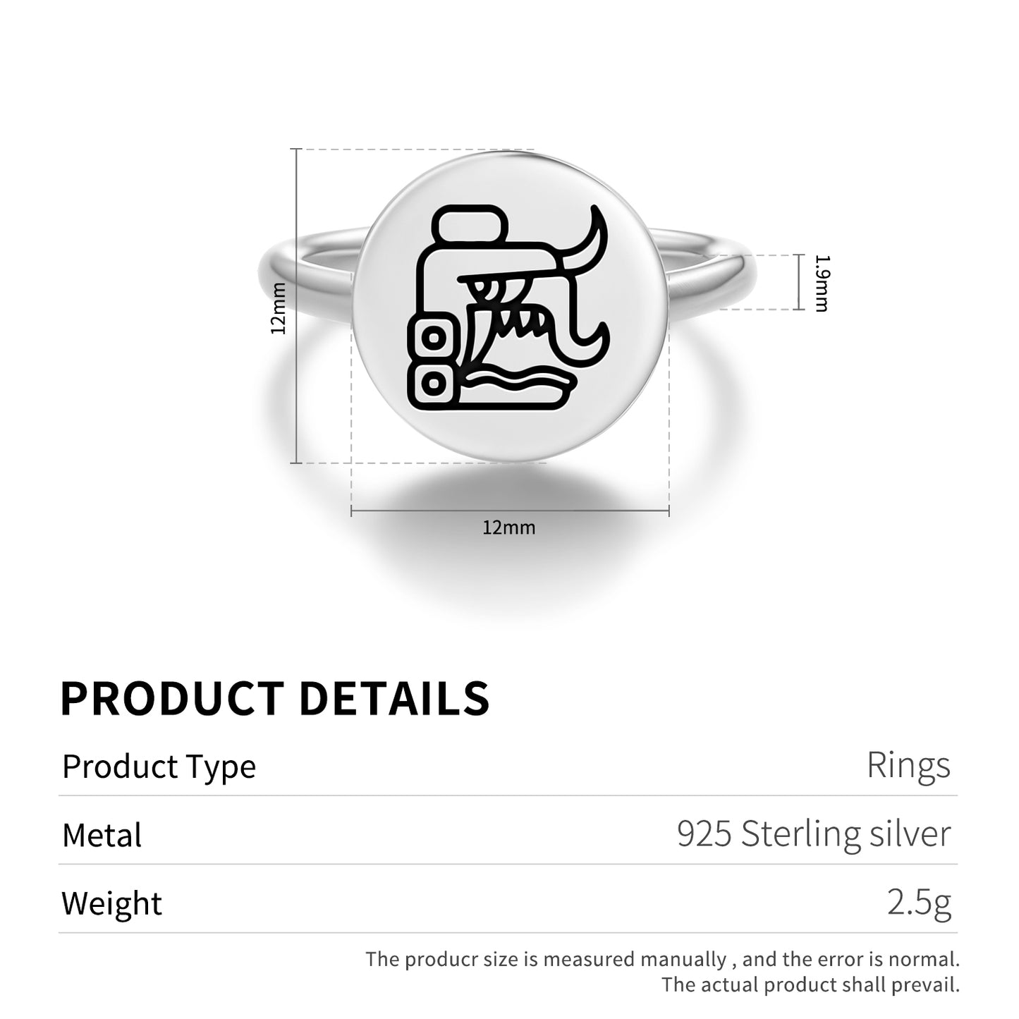 Tohil Mayan Symbols Adjustable Open Ring