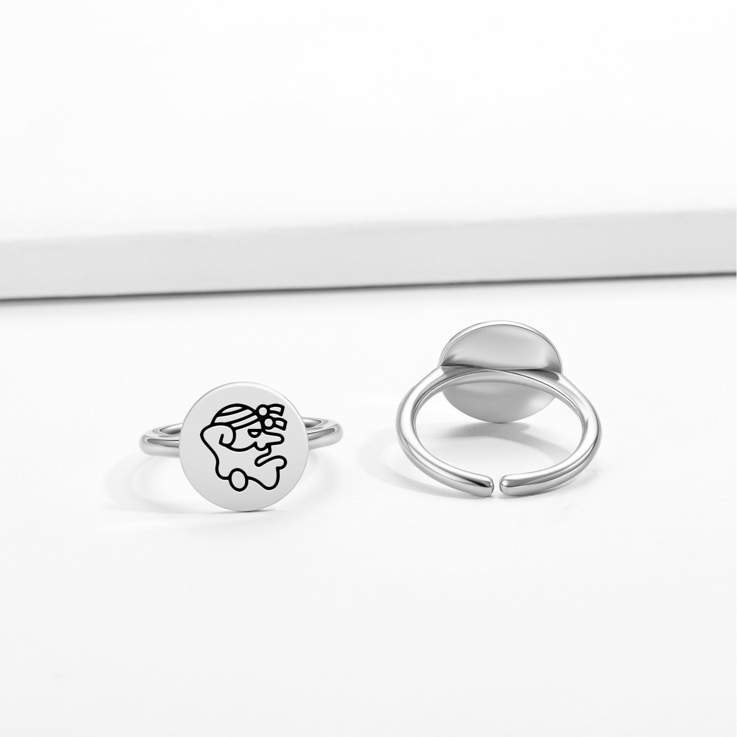 Ek Chuah Mayan Symbols Adjustable Open Ring