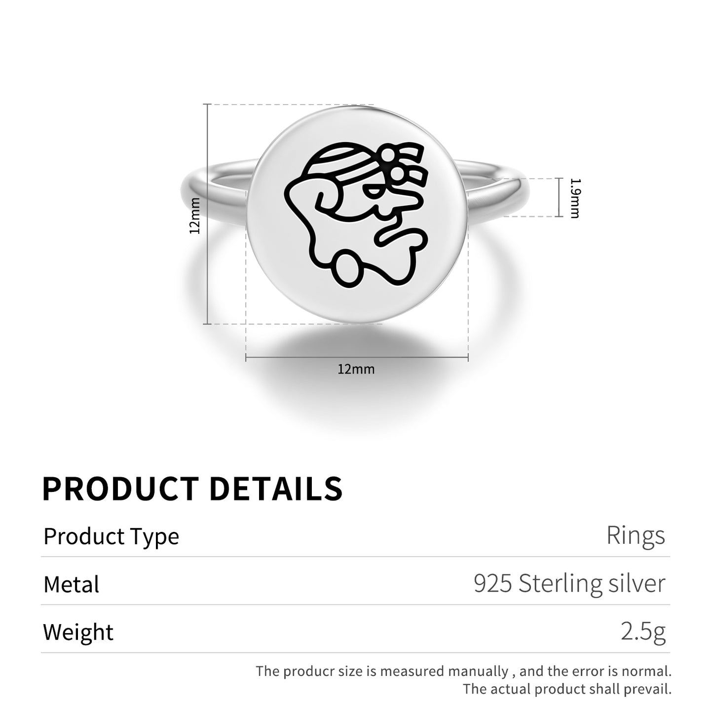 Ek Chuah Mayan Symbols Adjustable Open Ring