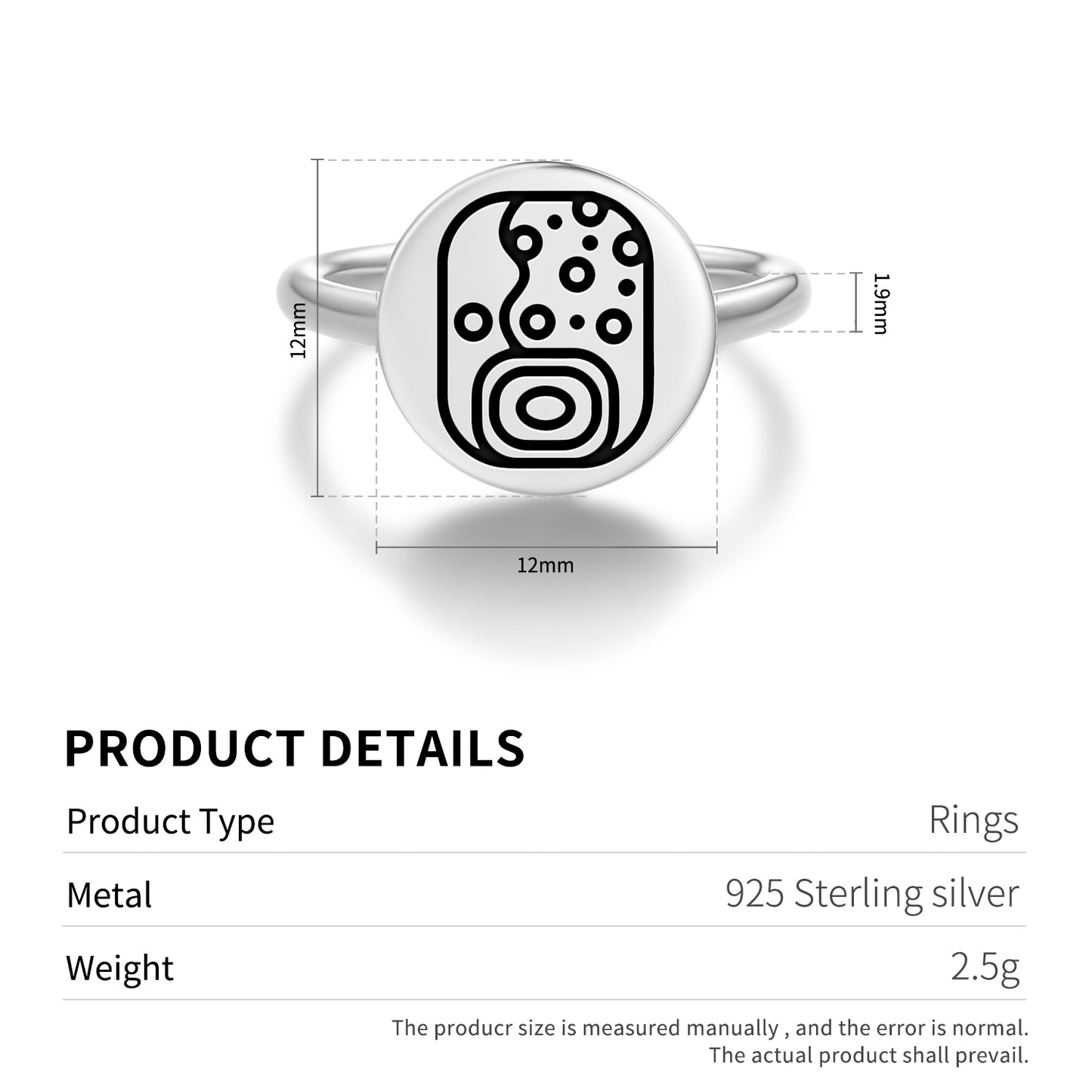 Wayob Mayan Symbols Adjustable Open Ring