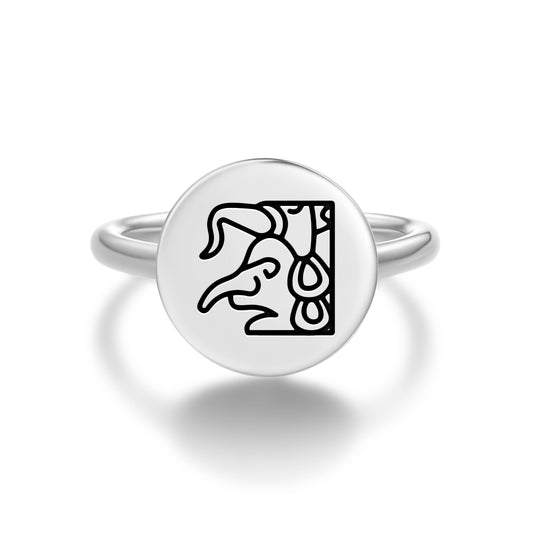 Chaac Mayan Symbols Adjustable Open Ring