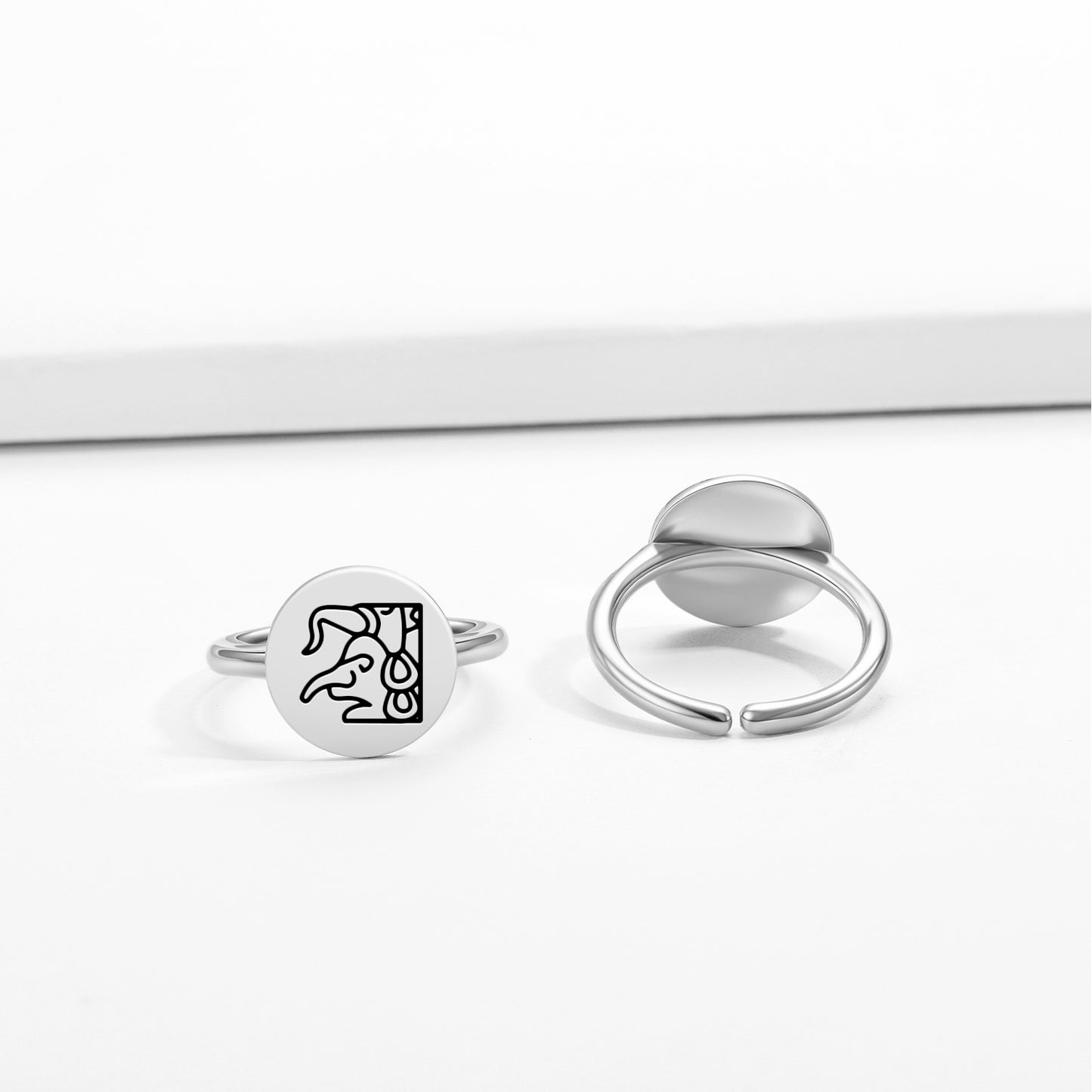 Chaac Mayan Symbols Adjustable Open Ring