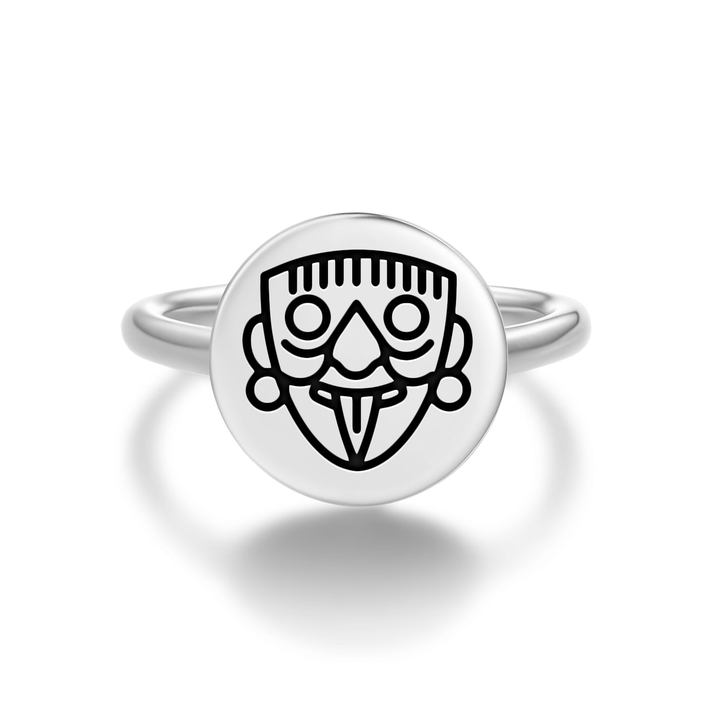 Kinich Ahau Mayan Symbols Adjustable Open Ring