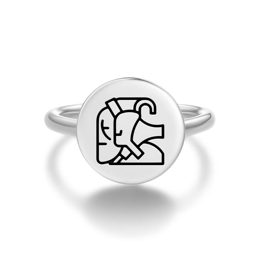 Yum Kaax Mayan Symbols Adjustable Open Ring