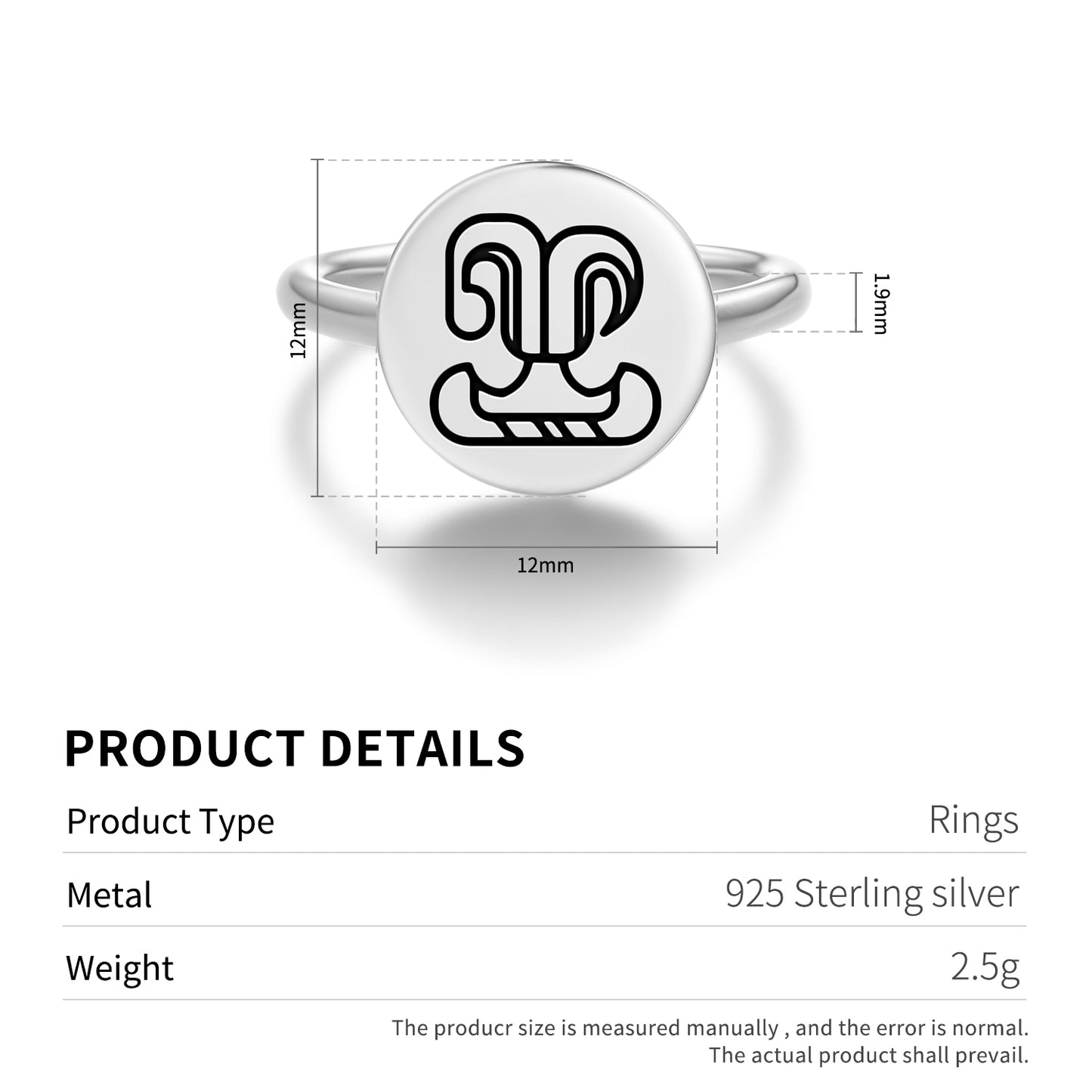 Fire house of Xibalba Mayan Symbols Adjustable Open Ring