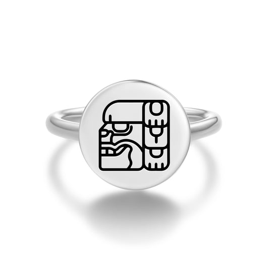 Xibalbá Mayan Symbols Adjustable Open Ring