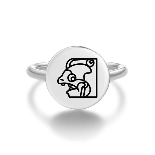 Ah Puch Mayan Symbols Adjustable Open Ring