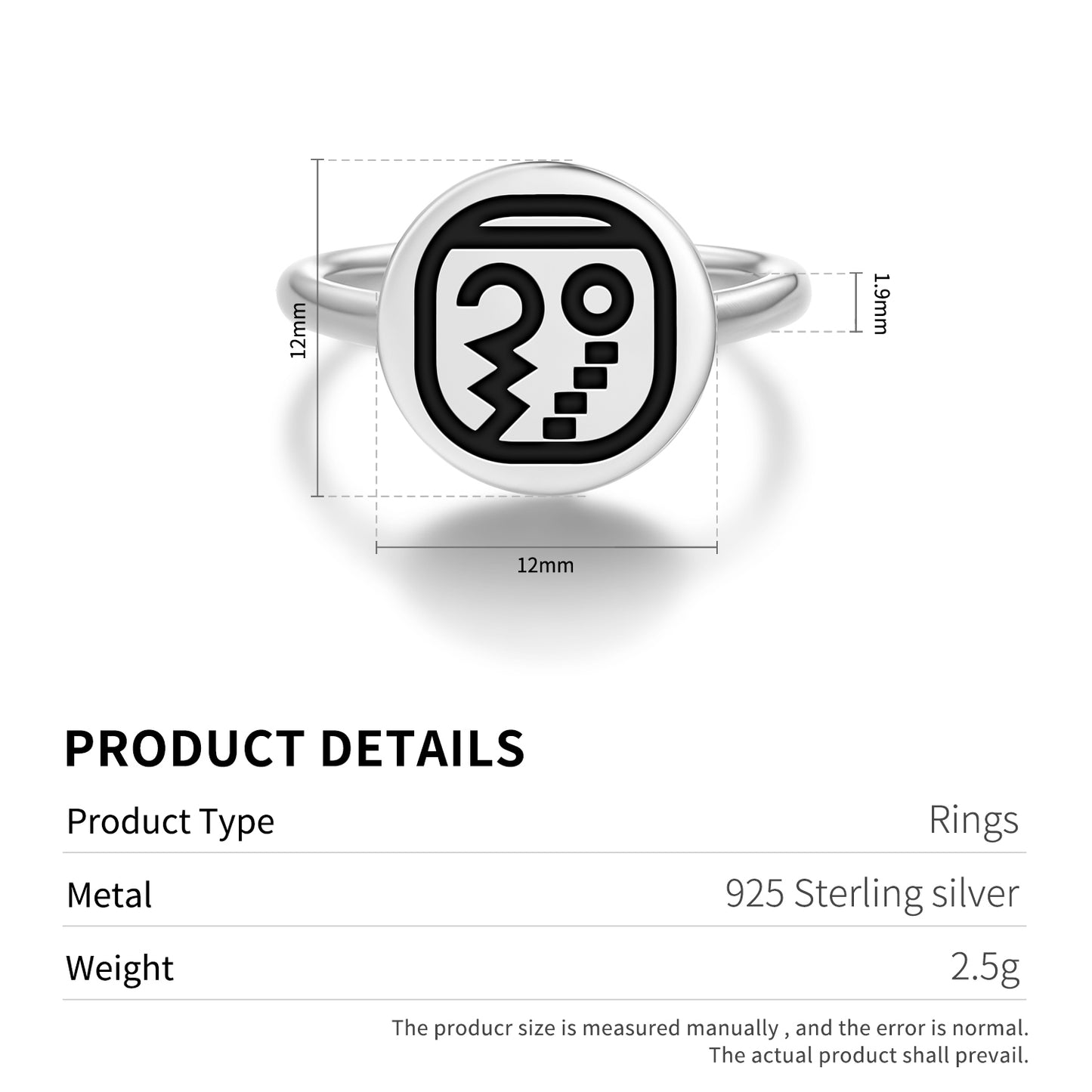 Kaban Mayan Symbols Adjustable Open Ring