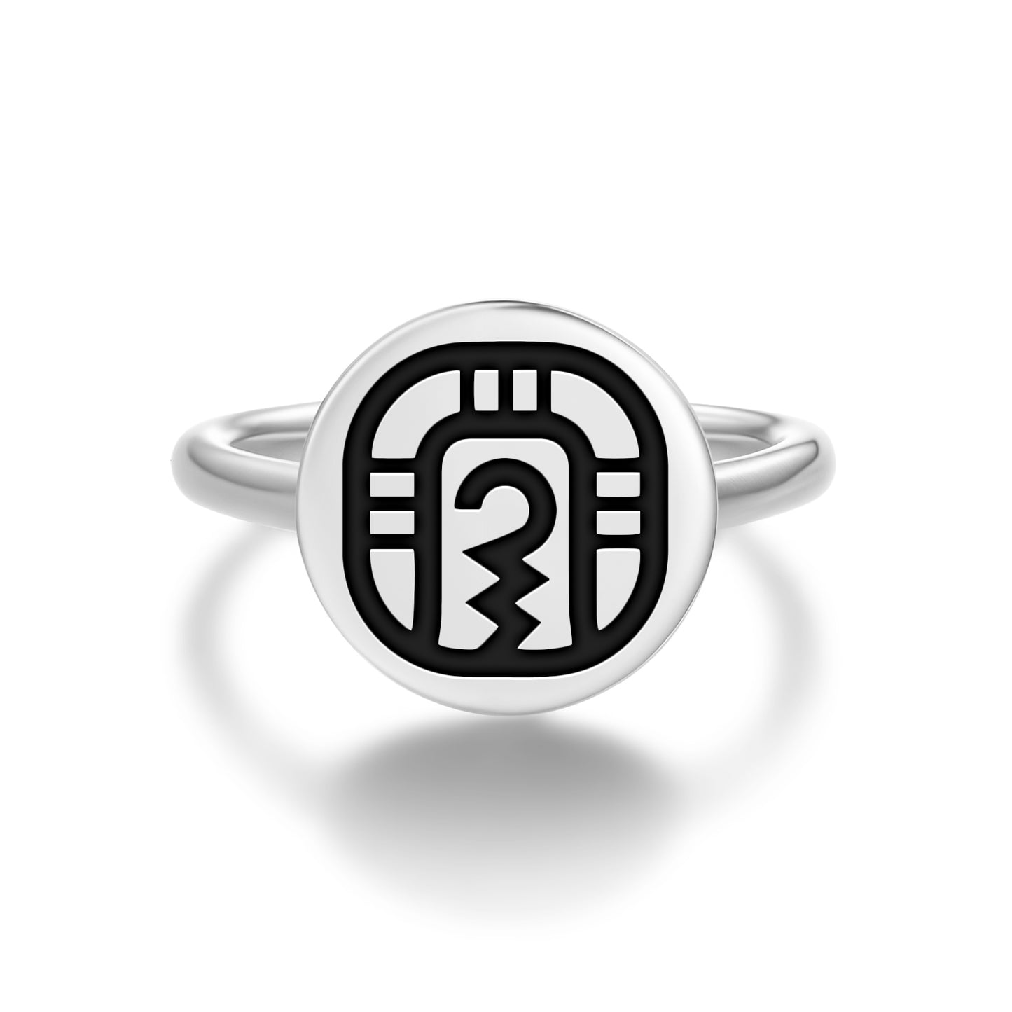 Kib Mayan Symbols Adjustable Open Ring