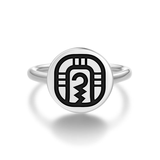 Kib Mayan Symbols Adjustable Open Ring