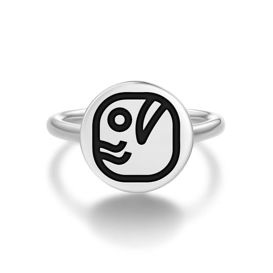 Eb Mayan Symbols Adjustable Open Ring
