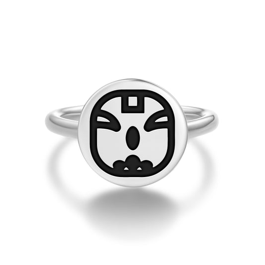 Chuwen Mayan Symbols Adjustable Open Ring