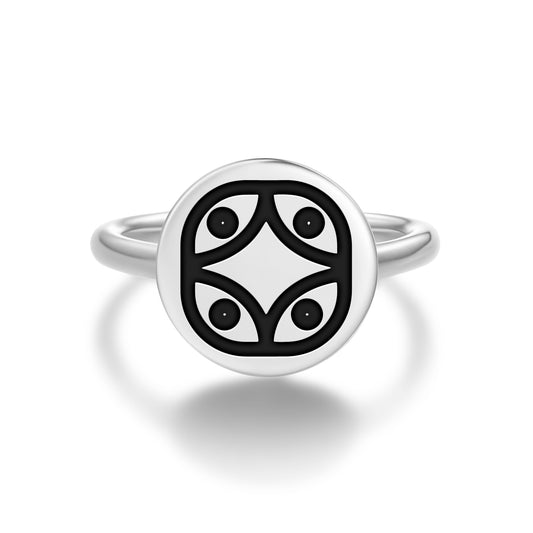 Lamat Mayan Symbols Adjustable Open Ring