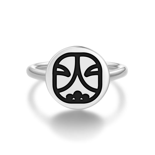 Akbal Mayan Symbols Adjustable Open Ring