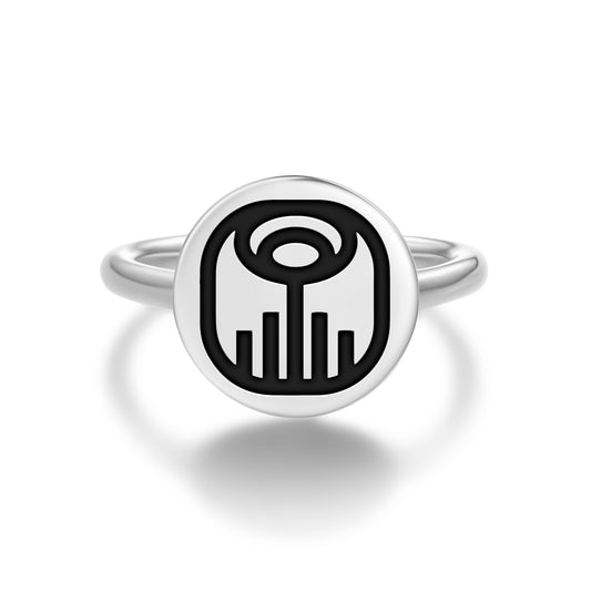 Imix Mayan Symbols Adjustable Open Ring