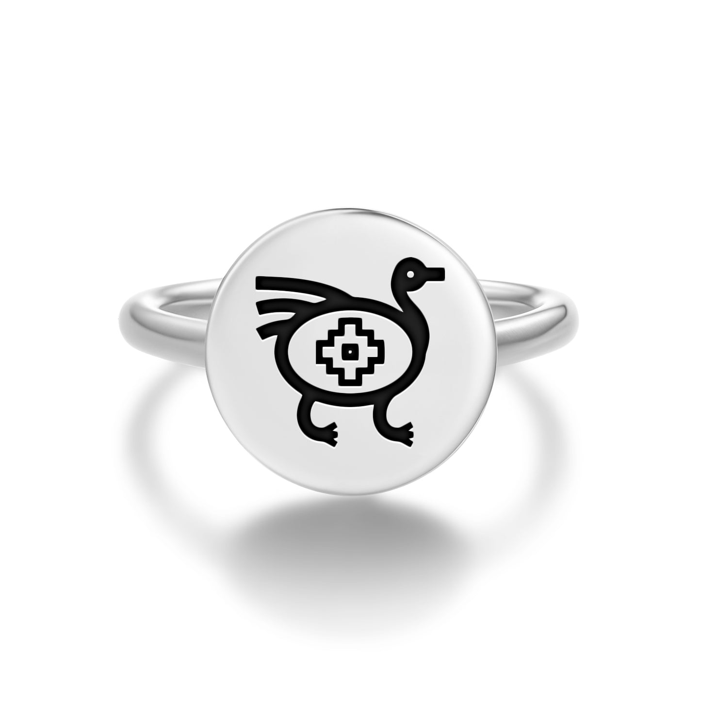 Ñandú Mapuche Symbols Adjustable Open Ring