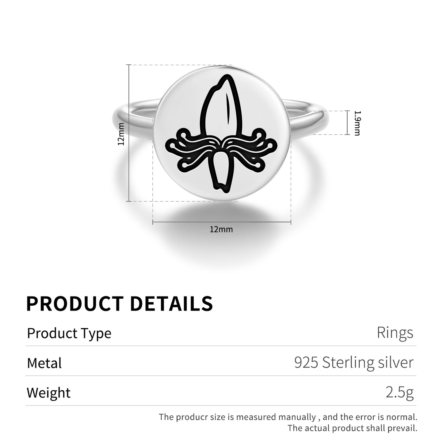 Honeysuckle Flowers Symbols Adjustable Open Ring